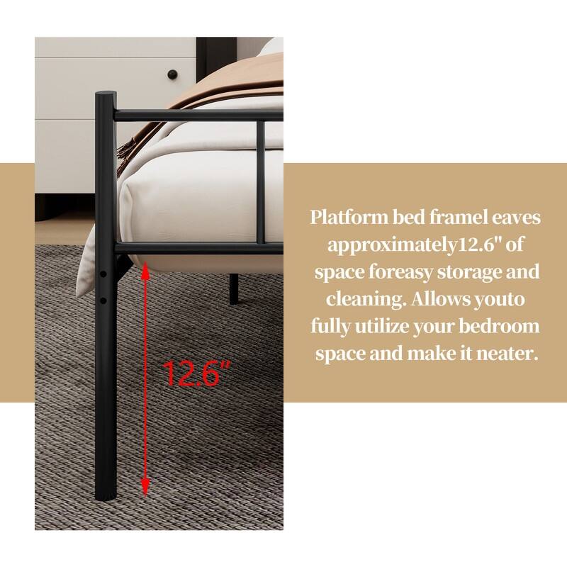 Caxkun Classic Metal Platform Bed Frame, Mattress Foundation with Steel Slat Support