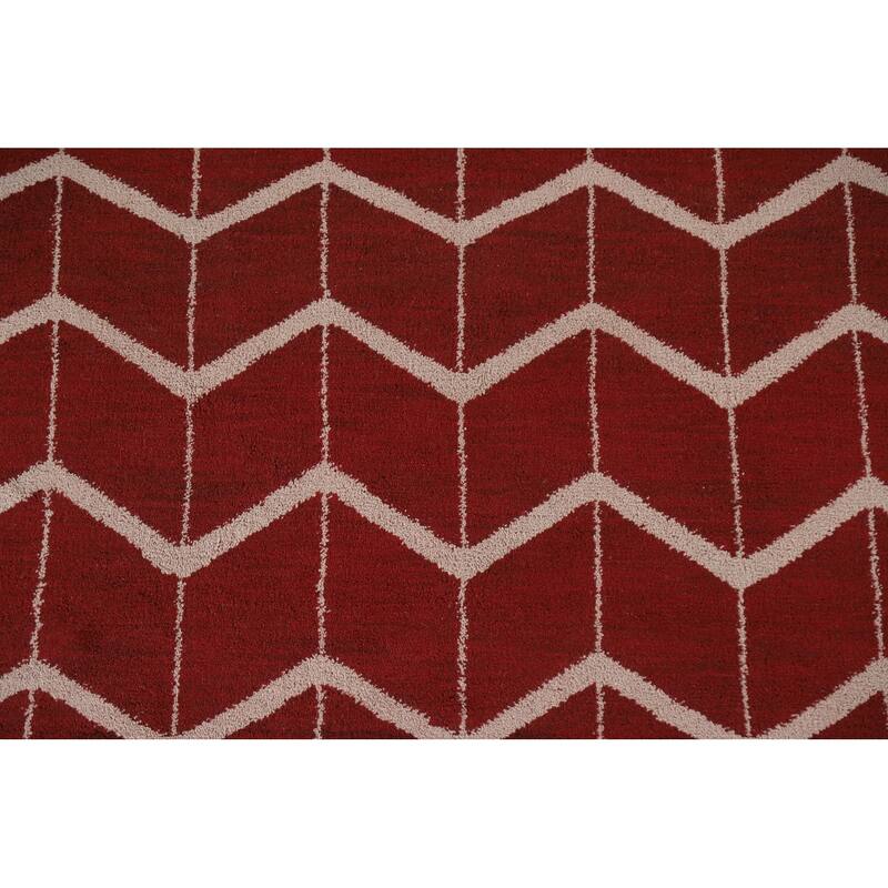Hand Knotted Oriental 100% Wool Carpet Modern All-Over Red Gabbeh Area Rug - 7' 11'' X 5' 4''