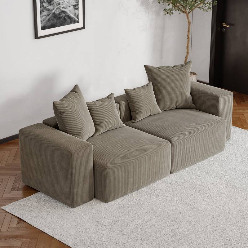 Oversized Corduroy Upholstery Modular Sofa No Assembly
