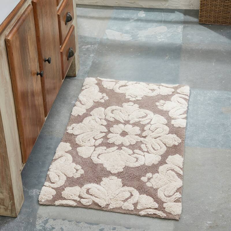 Better Trends Medallion Collection 100% Cotton 3-Pc Set Bathroom Rugs-Soft & Super Absorbent, Non-Skid Latex, Machine Washable