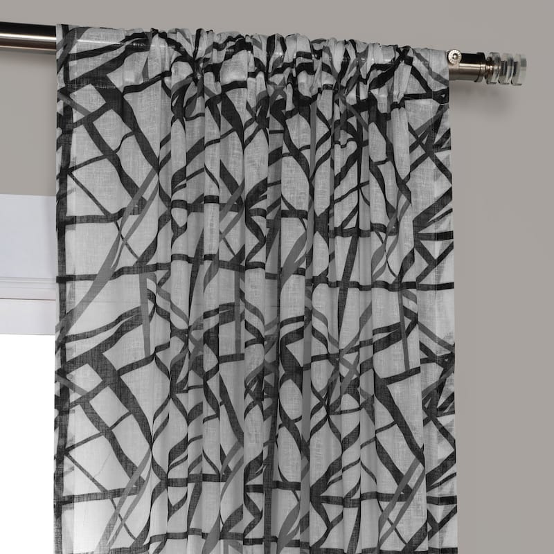 Exclusive Fabrics Matrix Printed Faux Linen Sheer Curtain (1 Panel)