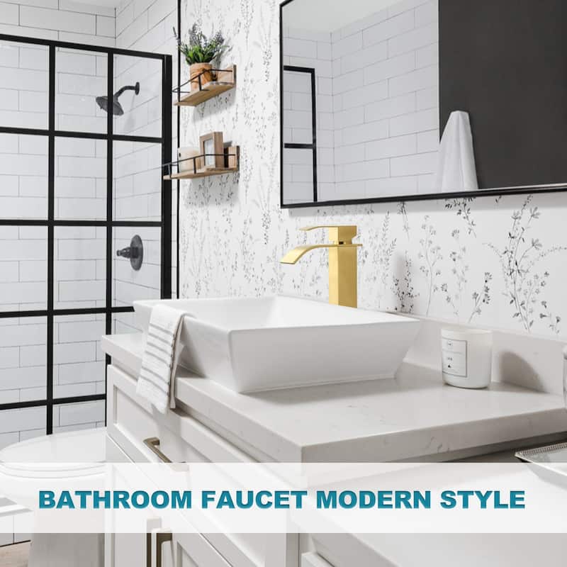 WOWOW Single Handle Single Hole Waterfall Bathroom Vessel Faucet