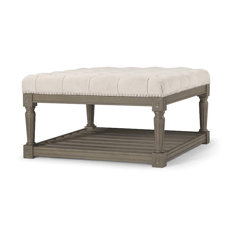 Maven Lane Mesa Square Upholstered Coffee Table - Aged Grey - 19' x 33' x 33'