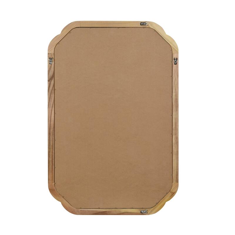 Solid Wood Frame Rounded Corner Decorative Mirror - Natural