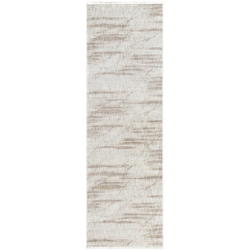 Livabliss Casual Usonia Abstract Area Rug - 3'2" x 10' - White/Brown