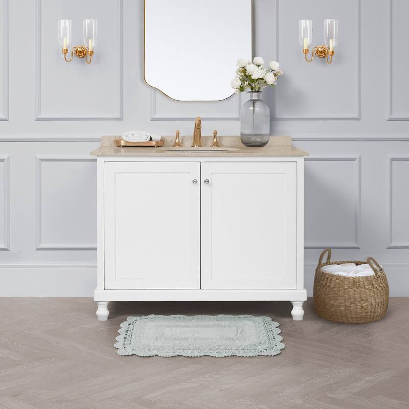 Laura Ashley Reversible Cotton Crochet Bath Rug