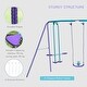 preview thumbnail 8 of 7, Metal Swing Set with Glider,Two Swing Seats and Adjustable Height,Outdoor Heavy Duty A-Frame Suitable for Playground - Purple