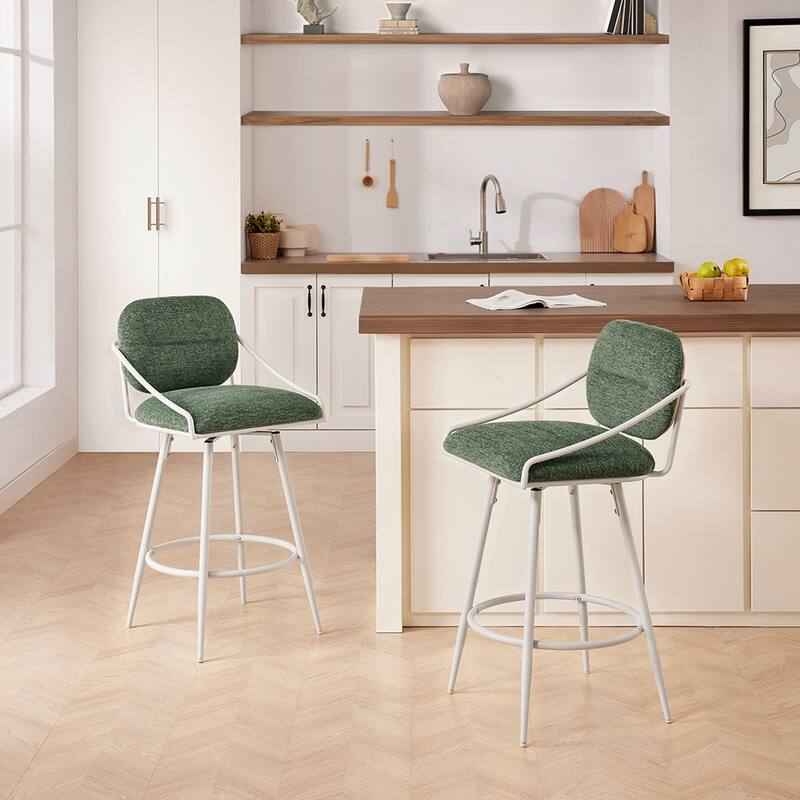Art Leon Mid-century Modern Fabric Swivel Barstool
