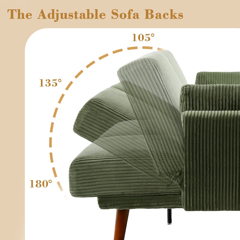Convertible Corduroy Sleeper Sofa Futon Bed Recliner Lounge