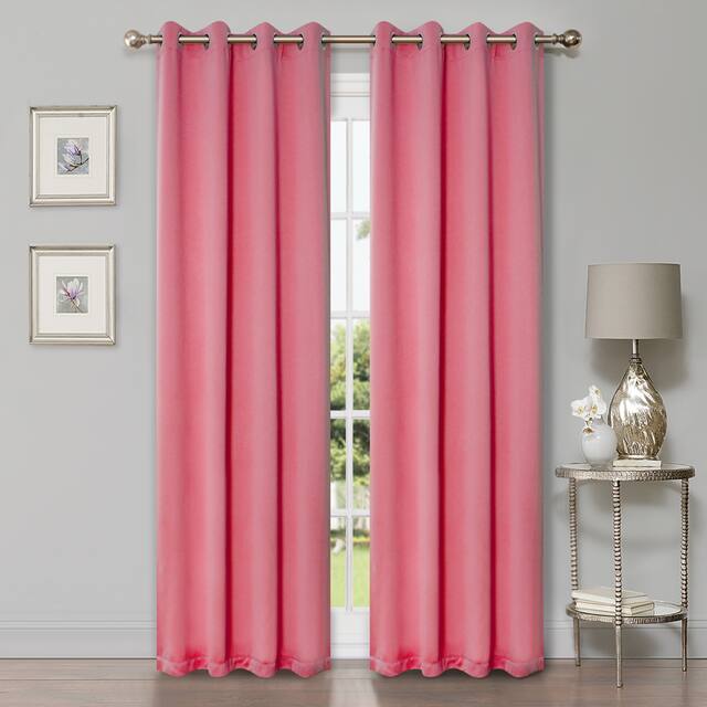 Miranda Haus Classic Modern Solid Blackout Curtain Set with 2 Panels - 52" X 84" - Pink