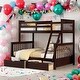 preview thumbnail 1 of 71, Modren Twin Over Full Functional Bunk Bed With Ladders and Two Storage Drawers Espresso