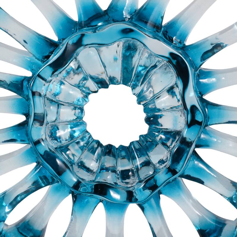 Glass Sculpture Abstract Spiral Crystal Base Modern Accent - 15" Blue - 11.5" x 3.25" x 15"