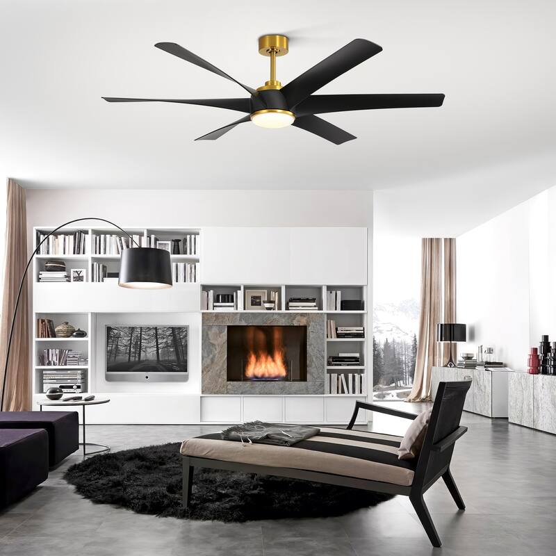 65-in Gold Large Indoor Ceiling Fan with Light Remote-6 blade