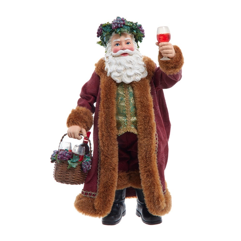 Kurt Adler 10.5-Inch Fabriché Wine Santa - N/A - On Sale