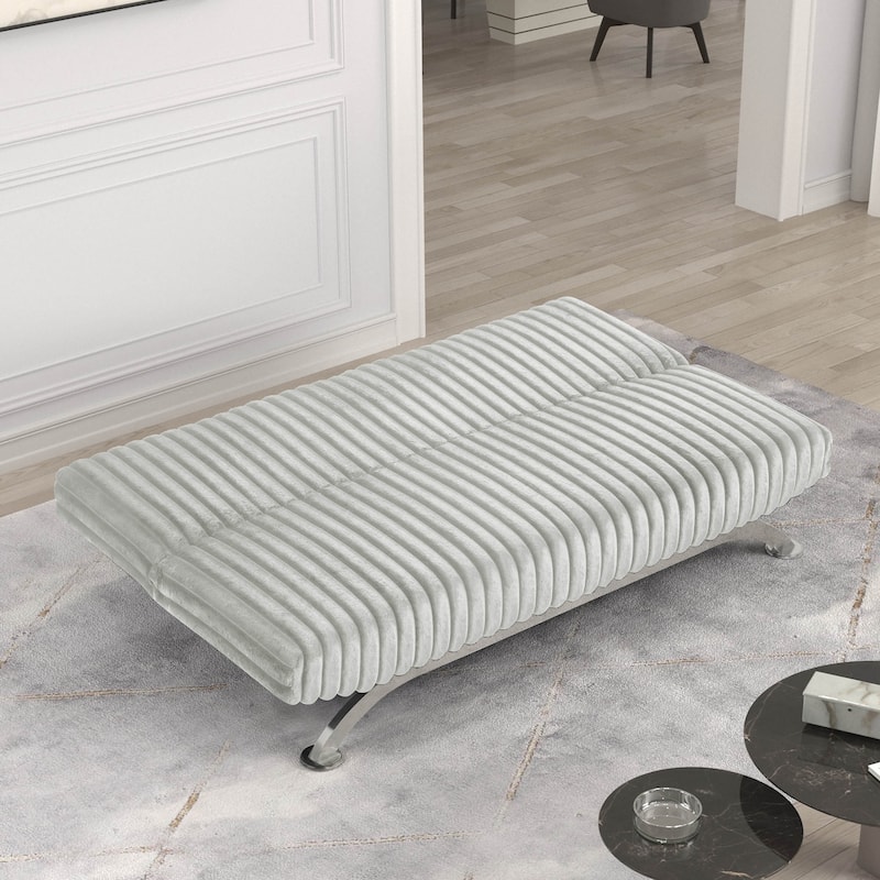 Furniture of America Draper II Modern Chenille Channel Tufted Fabric Futon Sofa Bed