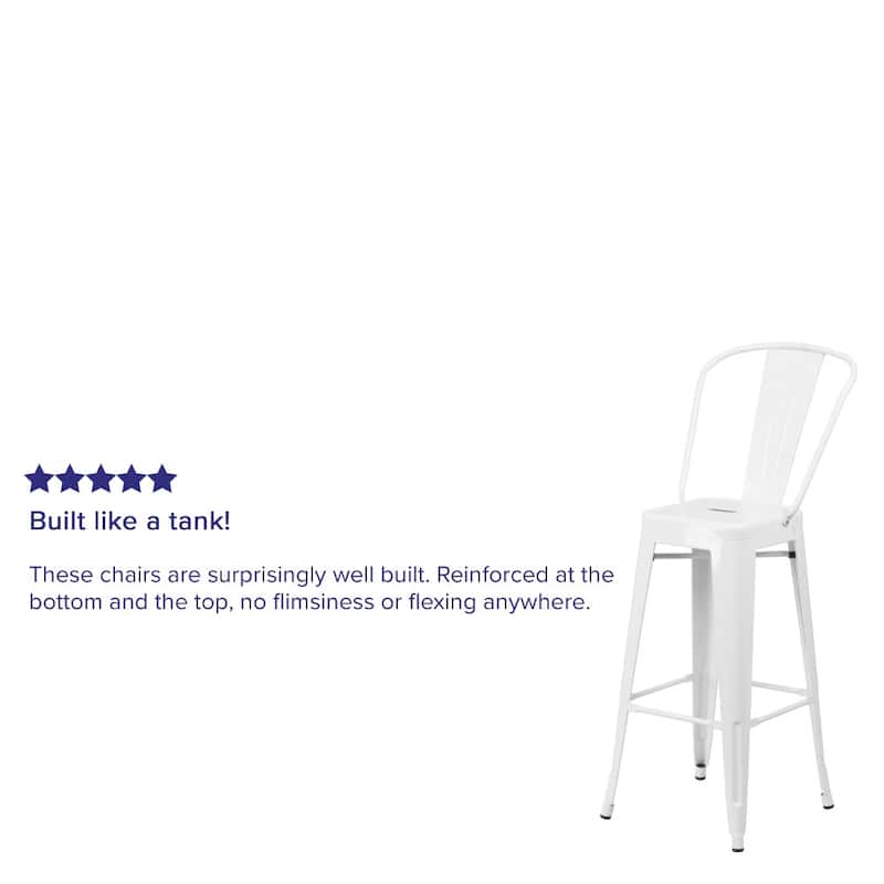 30'' High Metal Indoor-Outdoor Barstool with Back