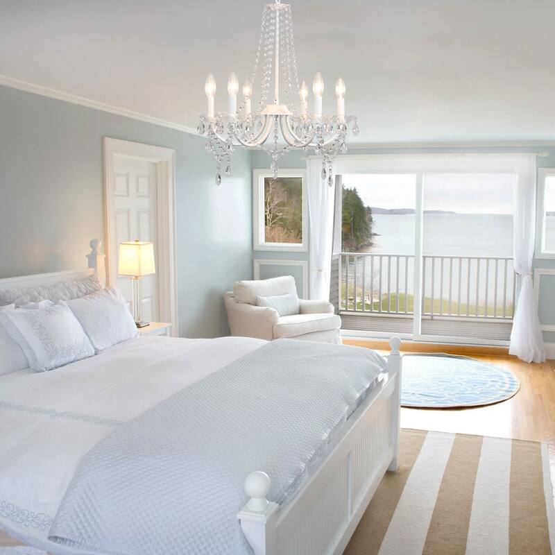 6-Light Farmhouse Crystal Chandelier, Candle Style Chandelier for Living Room Kitchen Island Dining Foyer