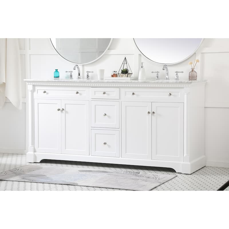 Petal 60 - 72 Inch Double Bathroom Vanity - White - 72 Inches
