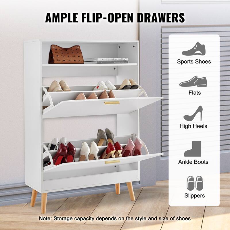 Shoe Cabinet with Flip Drawers, Shoe Storage Cabinet for Entryway, Free Standing Shoe Storage Organizer