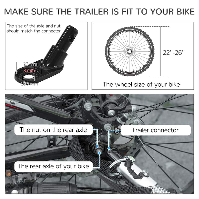 Aosom Dog Bike Trailer with Suspension System, Hitch for Medium Dogs, Pet Wagon & Dog Trailer for Bicycle with Storage Pocket