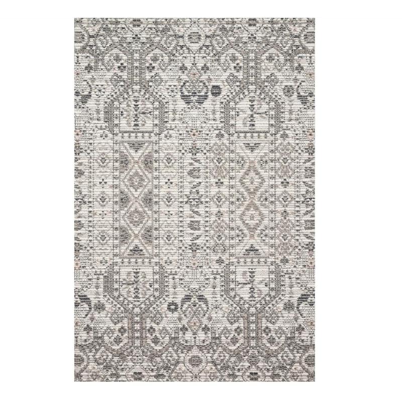 Alexander Home Denise Modern Textured Indoor / Outdoor Area Rug - 2'7" x 10'0" - Ivory/ Multi