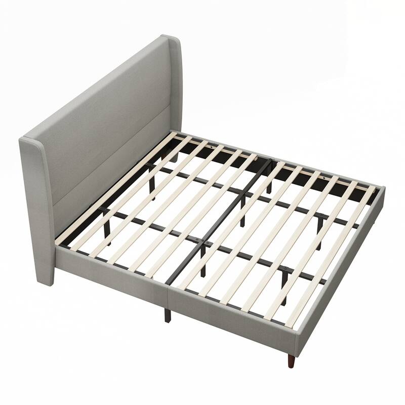 High Headboard Upholstered Platform Bed No Box Spring Needed