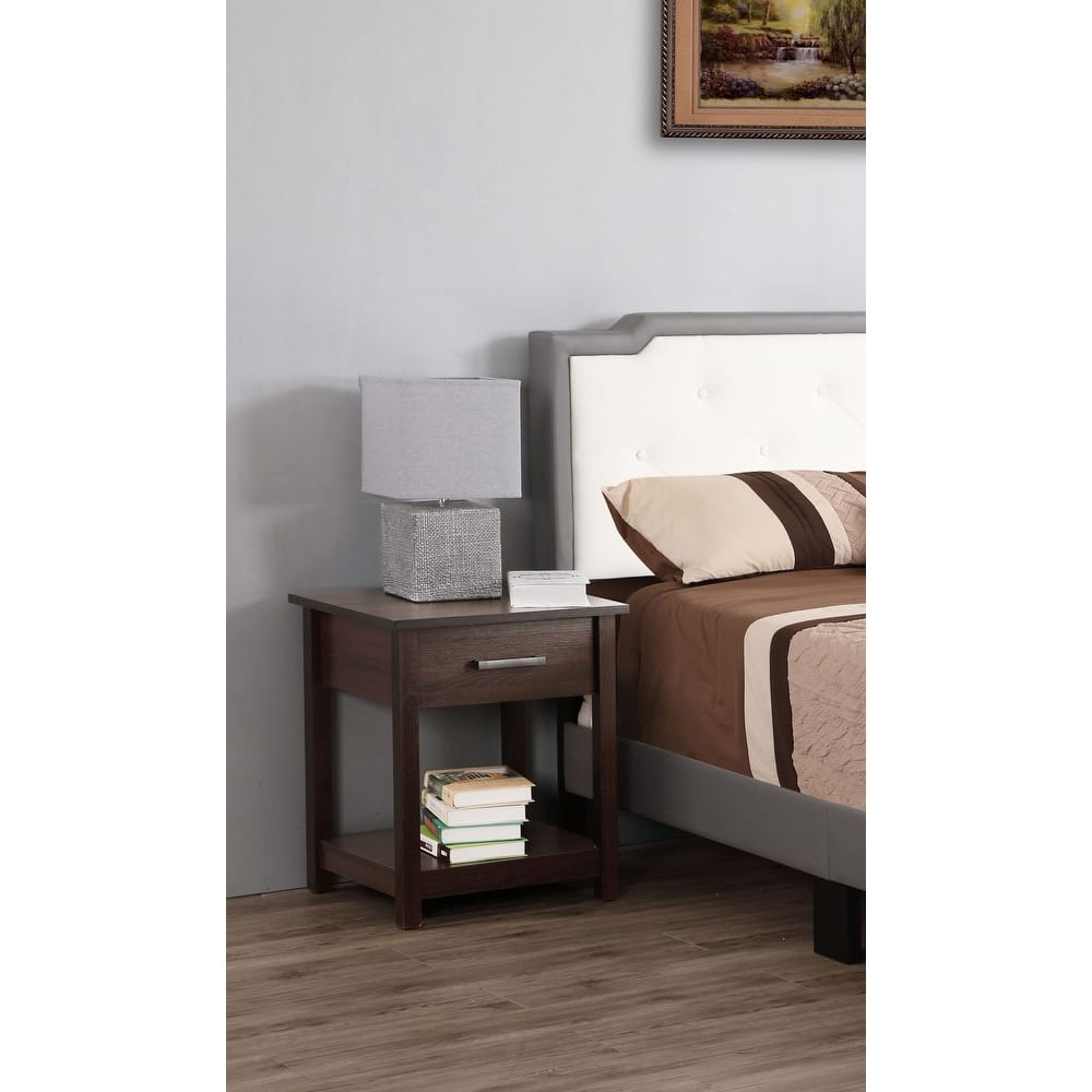 Salem 1-drawer and Shelf Wooden Nightstand