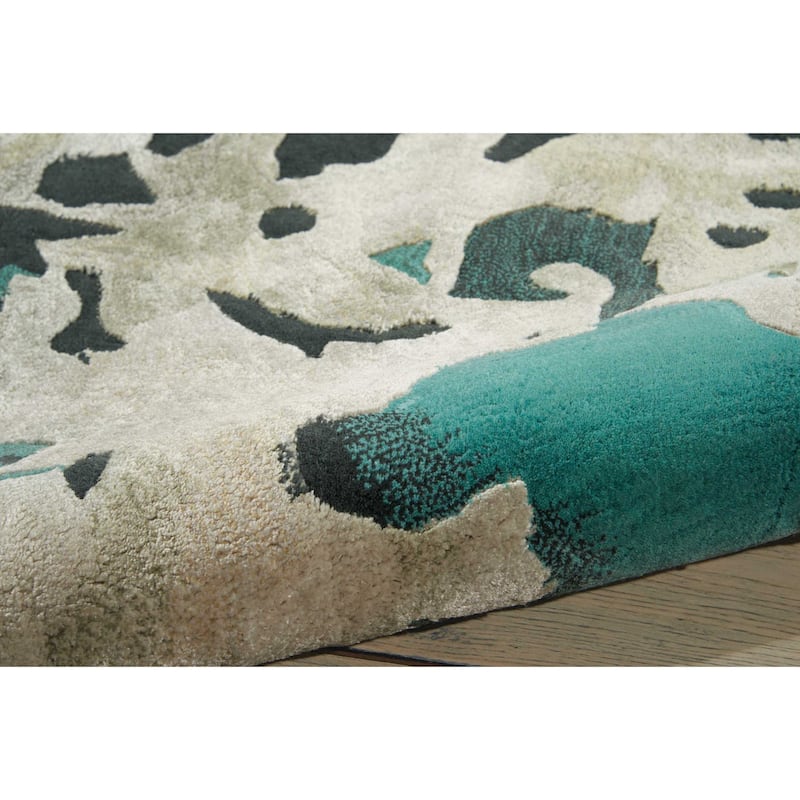 Nourison Prismatic Abstract Floral Textured Water Lily Shimmer Area Rug