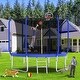 preview thumbnail 1 of 12, 10ft Blue Round Outdoor Trampoline with Enclosure Net and Basketball Hoop Kids - 120.08" x 120.08"