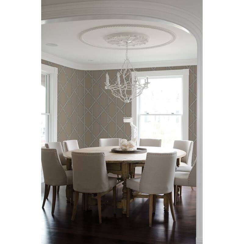 Kenneth James Mandara Taupe Trellis Wallpaper - 20.5in x 396in x 0.025in