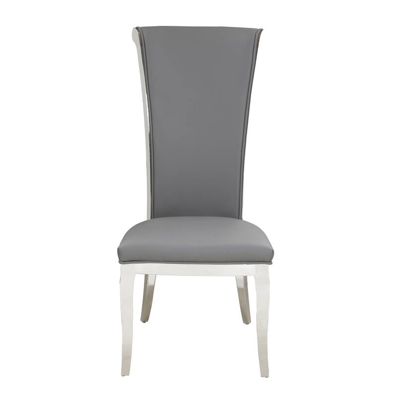 Somette Ariela 5-Piece Dining Set with Motion-Extendable Glass Table and Gray Chairs