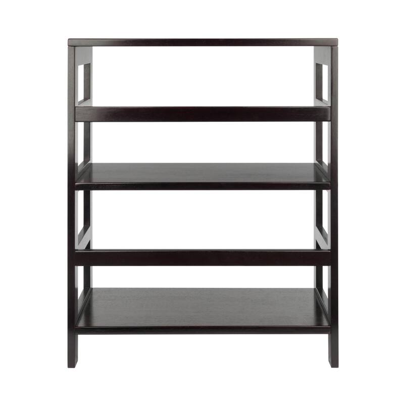 Leo Wide 2-Tier Storage Shelf, Espresso - 25.2 x 11.22 x 29.21 inches