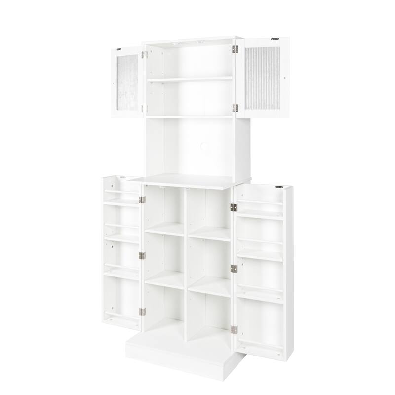 71 Inch Tall Kitchen Pantry Cabinet with Microwave Stand,Adjustable Shelves for Dining Room White
