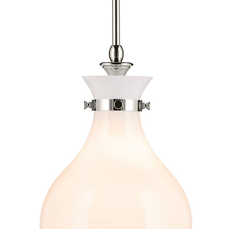 Kichler Lighting Laria 9.75 Inch 1 Light Pendant with Opal Glass in Polished Nickel