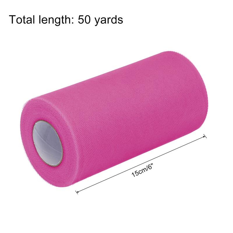 Tulle Rolls Fabric Spools 6" for Decoration Wrapping Wedding DIY Craft - Rose Red - 50 Yard