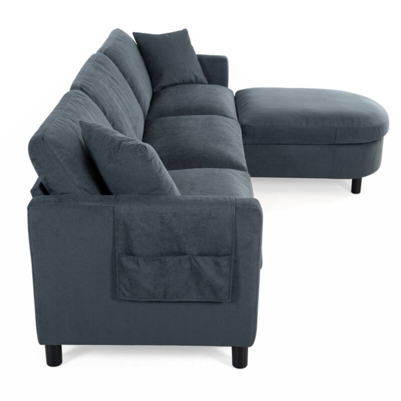 Sectional Sofa Couch With 1 Ottoman,Seat Cushion and Back Cushion Removable