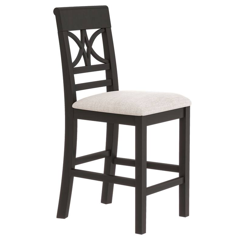 Espresso 6-Piece Counter Height Wooden Dining Table Set with Shelf, 4 Chairs & Bench