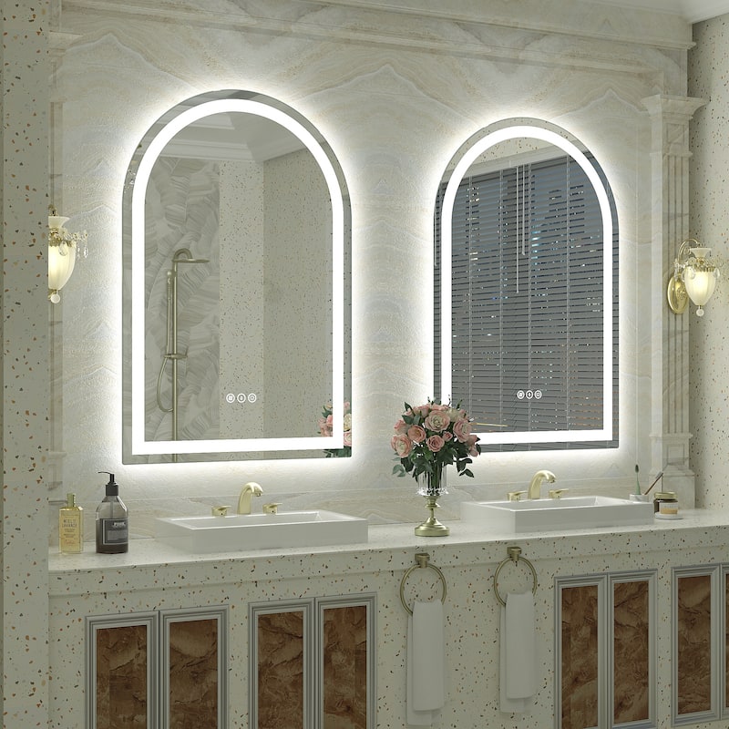 UL Certified Arched LED Anti-fog Tempered Glass Wall Bathroom Vanity Mirror