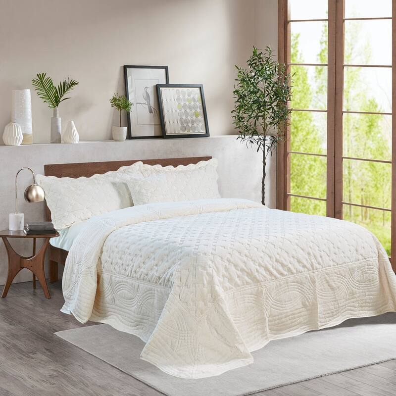 FauxFur Quilted Tatami 4-piece Bedspread Set