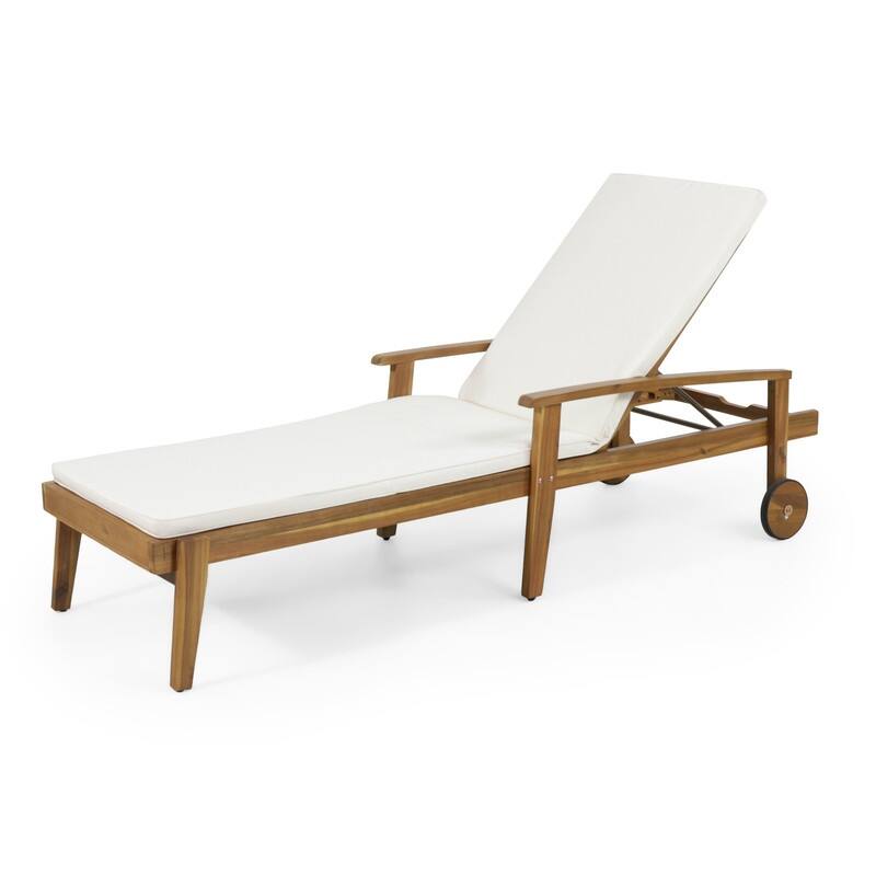 Spruce & Spring Acacia Wood Reclining Chaise Lounge