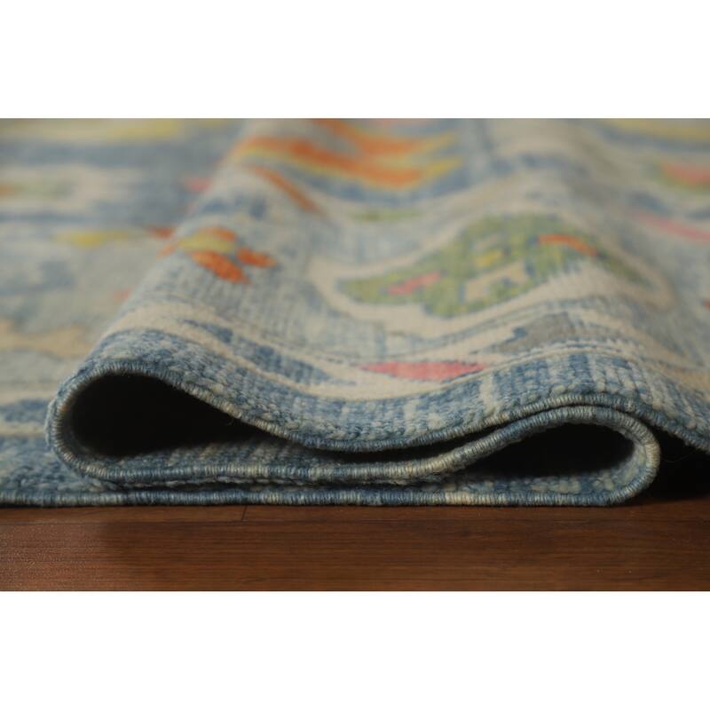 Hand Knotted Oriental 100% Wool Carpet Transitional All-Over Navy Blue & Blues Oushak Area Rug - 12' 9'' X 9' 4''