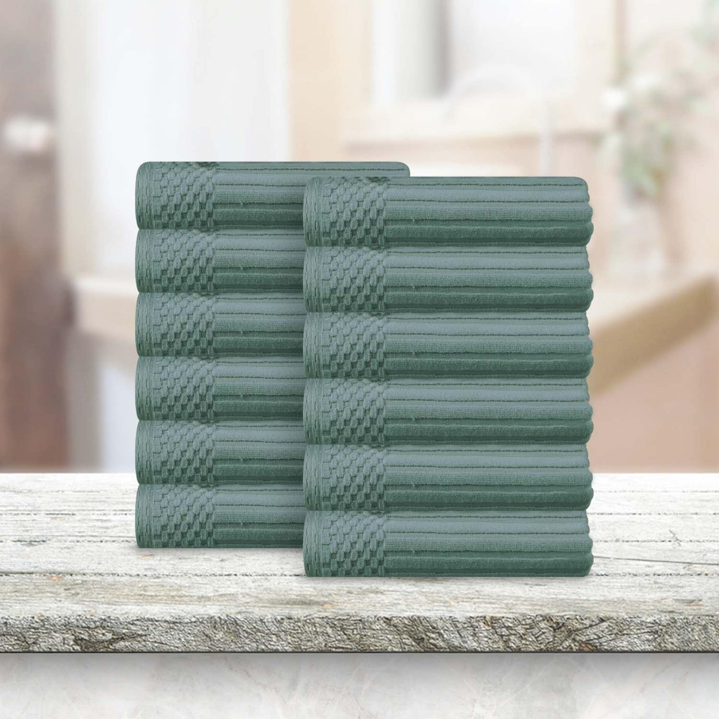 Superior Soho Ribbed Cotton Face Towel/Washcloth Set of 12