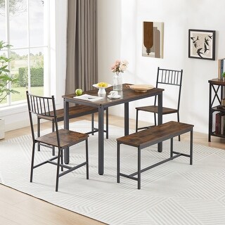 Rustic Style 5-Piece Dining Set with Rectangular Bar Table and 2 ...