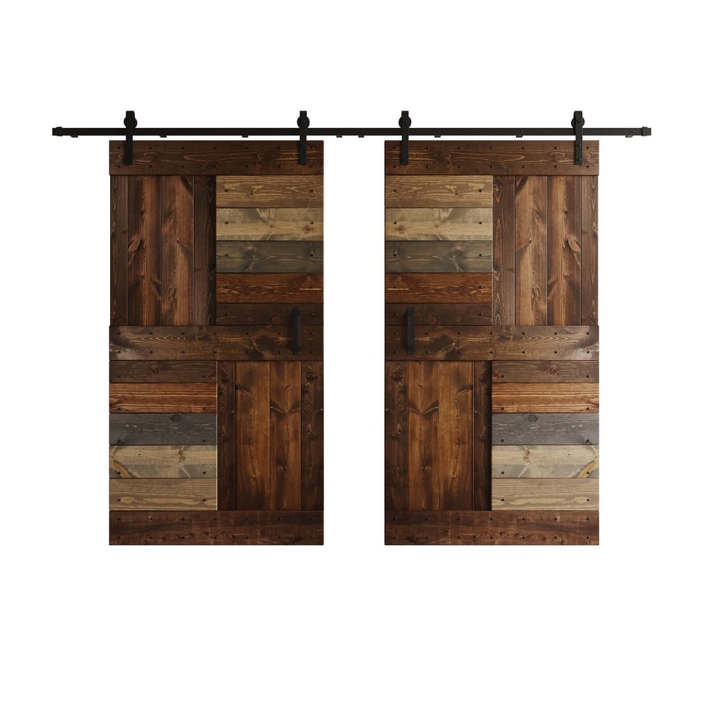 Coast Sequoia 48in./60in./72in./84in. x 84in. S Series Multi-Color Pine Wood Double Sliding Barn Door With Hardware Kit