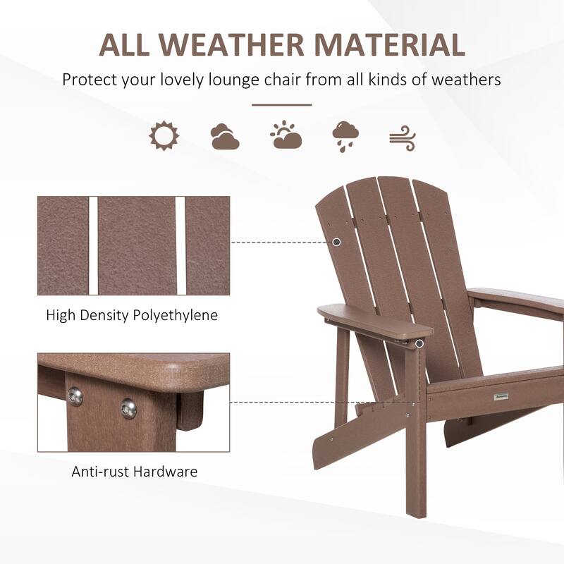 Outsunny Plastic Adirondack Chair, HDPE Fire Pit Chair with High Back for Backyard, Garden