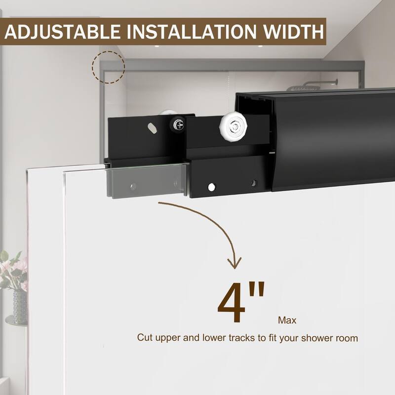 Double Sliding Shower Door, Semi-frameless - Black