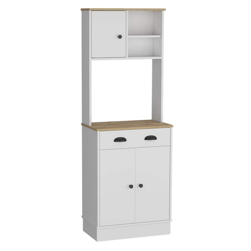 TUHOME Albany Kitchen Pantry with 2 Cabinets, 2 Open Shelves, and Drawer - N/A