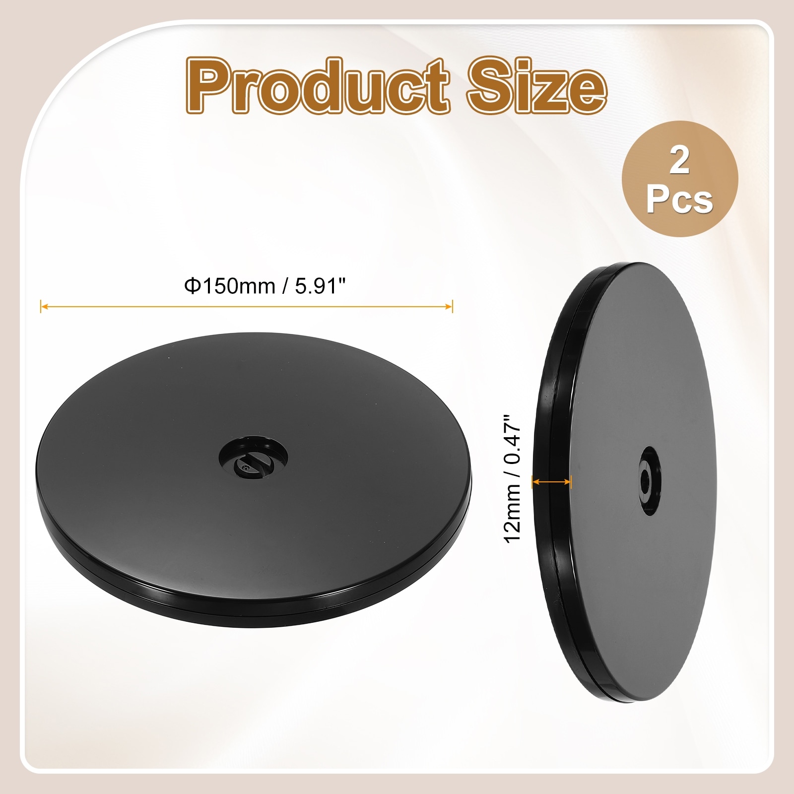 Acrylic Lazy Susan Turntables, Ball Bearing Rotating Trays - Black