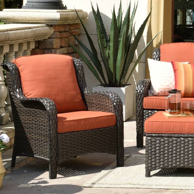 OVIOS 5-piece Patio Conversation Wicker Furniture Set