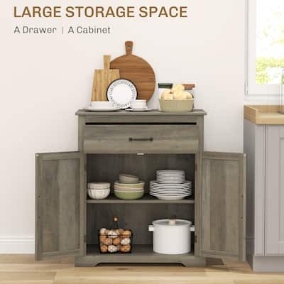 2- Doors Sideboard Buffet Cabinet w/ Drawer & Adjustable Shelf Coffee Bar Storage Cabinet Accent Cabinet for Kitchen